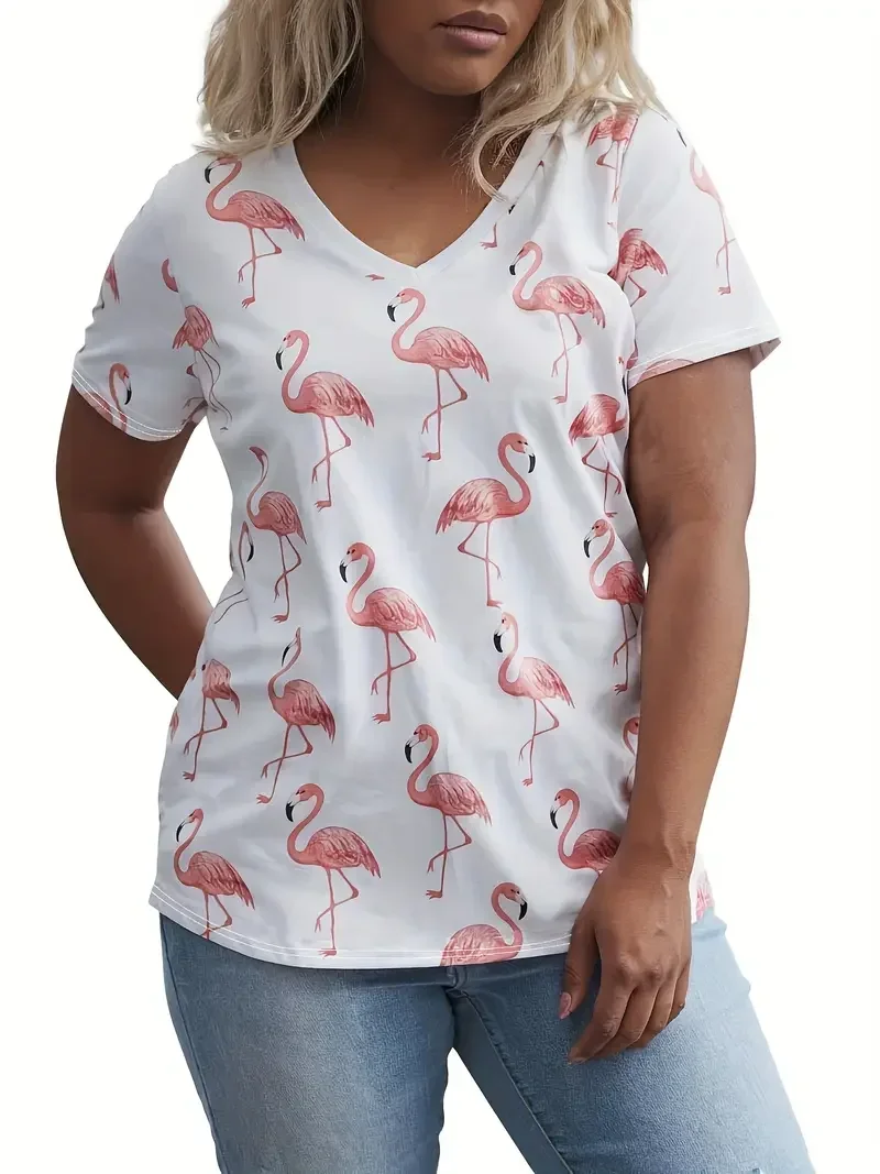 Plus Size 1XL-5XL Women V-neck Print T-shirt Ladies FashionComfort Summer Loose Top Short Sleeved T-shirt
Plus Size 1XL-5XL Women V-neck Print T-shirt Ladies FashionComfort Summer Loose Top Short Sleeved T-shirt