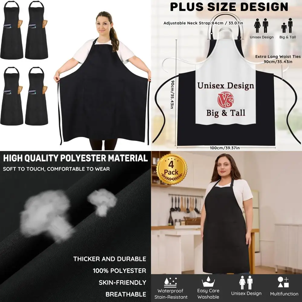 Очень большие водонепроницаемые фартуки с карманами для приготовления пищи, выпечки, уборки и садоводства.
Очень большие водонепроницаемые фартуки с карманами для приготовления пищи, выпечки, уборки и садоводства.