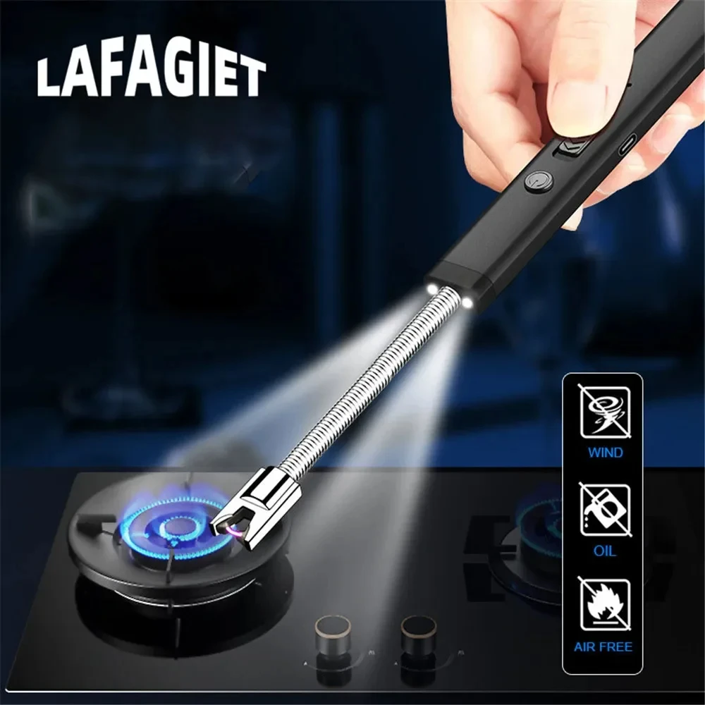 Kitchen USB Lighter With Dual LED Light Windproof Long Candle BBQ Gas Stove Type C Electric Arc Plasma Lighter Hose Ignition Gun
Kitchen USB Lighter With Dual LED Light Windproof Long Candle BBQ Gas Stove Type C Electric Arc Plasma Lighter Hose Ignition Gun