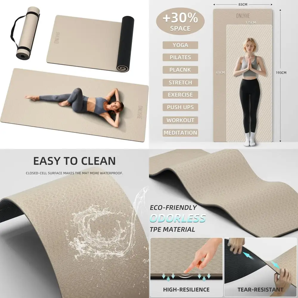 Large 76x32.6 TPE Yoga Mat for Tall Individuals - 7mm Thick, Non-Slip, Lightweight Cushioning for Fitness and Home Use
Large 76x32.6 TPE Yoga Mat for Tall Individuals - 7mm Thick, Non-Slip, Lightweight Cushioning for Fitness and Home Use