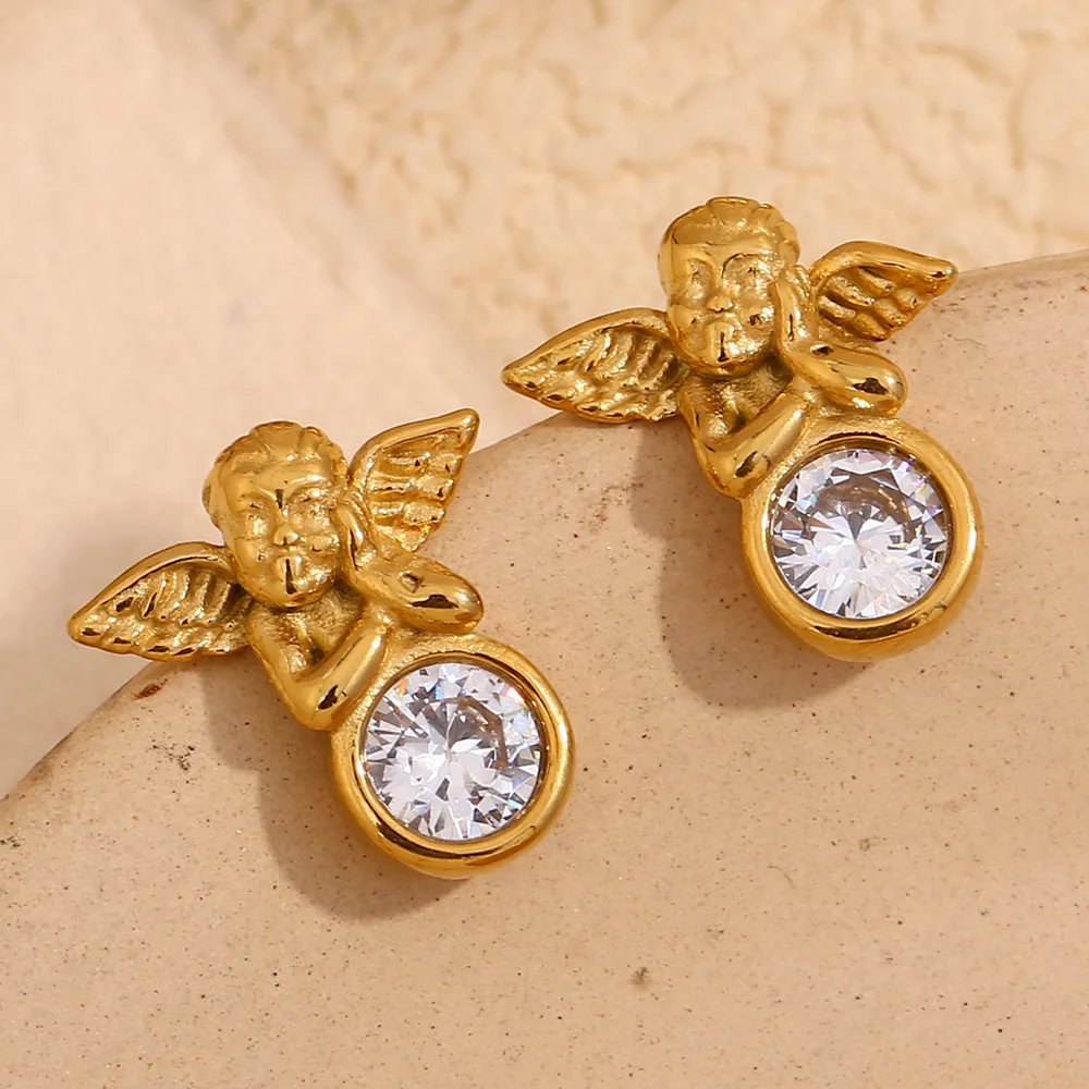 Keen on Earrings Women's Stainless Steel Angel Zircon European American Fashion Temperament Retro Personality Creative Wholesal
Keen on Earrings Women's Stainless Steel Angel Zircon European American Fashion Temperament Retro Personality Creative Wholesal