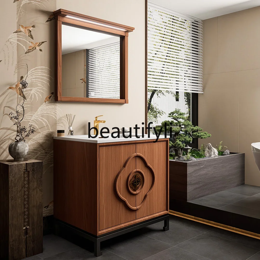 New Chinese-style floor-to-ceiling bathroom cabinet integrated basin washing table hand washbasin customization
New Chinese-style floor-to-ceiling bathroom cabinet integrated basin washing table hand washbasin customization