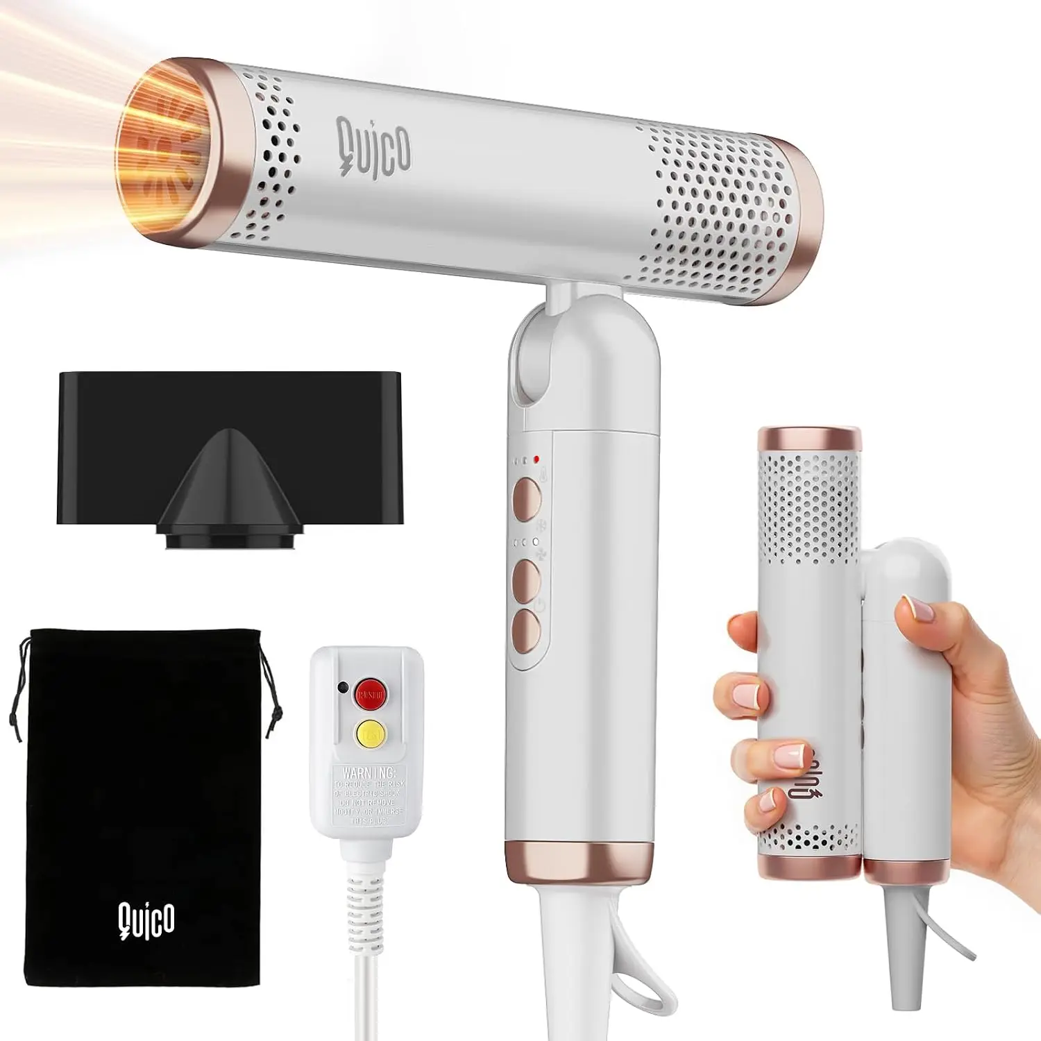 120000 RPM Brushless Hair Dryer, Dual Voltage, 500M Ions, Foldable Travel Blow Dryer with 3 Heat & 3 Speed Settings, Cold Shot
120000 RPM Brushless Hair Dryer, Dual Voltage, 500M Ions, Foldable Travel Blow Dryer with 3 Heat & 3 Speed Settings, Cold Shot