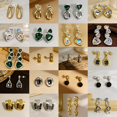 Vintage geometric gemstone earrings with niche design and versatile daily commuting and dating
Vintage geometric gemstone earrings with niche design and versatile daily commuting and dating