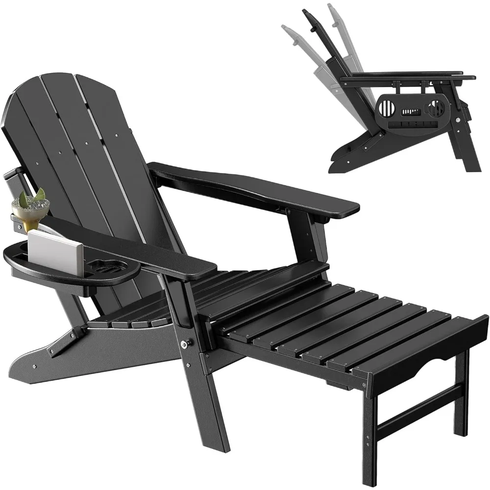 Adjustable Adirondack Chair with Retractable Ottoman, HDPE Folding Adirondack Chair with Cup Holder, All Weather Fire Pit Chair
Adjustable Adirondack Chair with Retractable Ottoman, HDPE Folding Adirondack Chair with Cup Holder, All Weather Fire Pit Chair