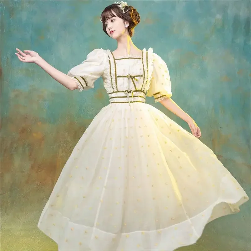 NONSAR Retro Small Fresh Dress Women Court Sweet Square Collar Dress Floral Embroidered Bow Bubble Sleeve Princess Dresses
NONSAR Retro Small Fresh Dress Women Court Sweet Square Collar Dress Floral Embroidered Bow Bubble Sleeve Princess Dresses