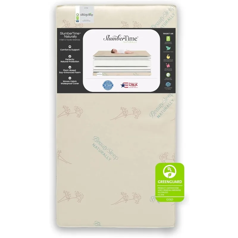 Simmons Kids SlumberTime Naturally 2-Stage Premium Plant-Based Soy Foam Baby Crib Mattress&Toddler Mattress-Waterproof White
Simmons Kids SlumberTime Naturally 2-Stage Premium Plant-Based Soy Foam Baby Crib Mattress&Toddler Mattress-Waterproof White