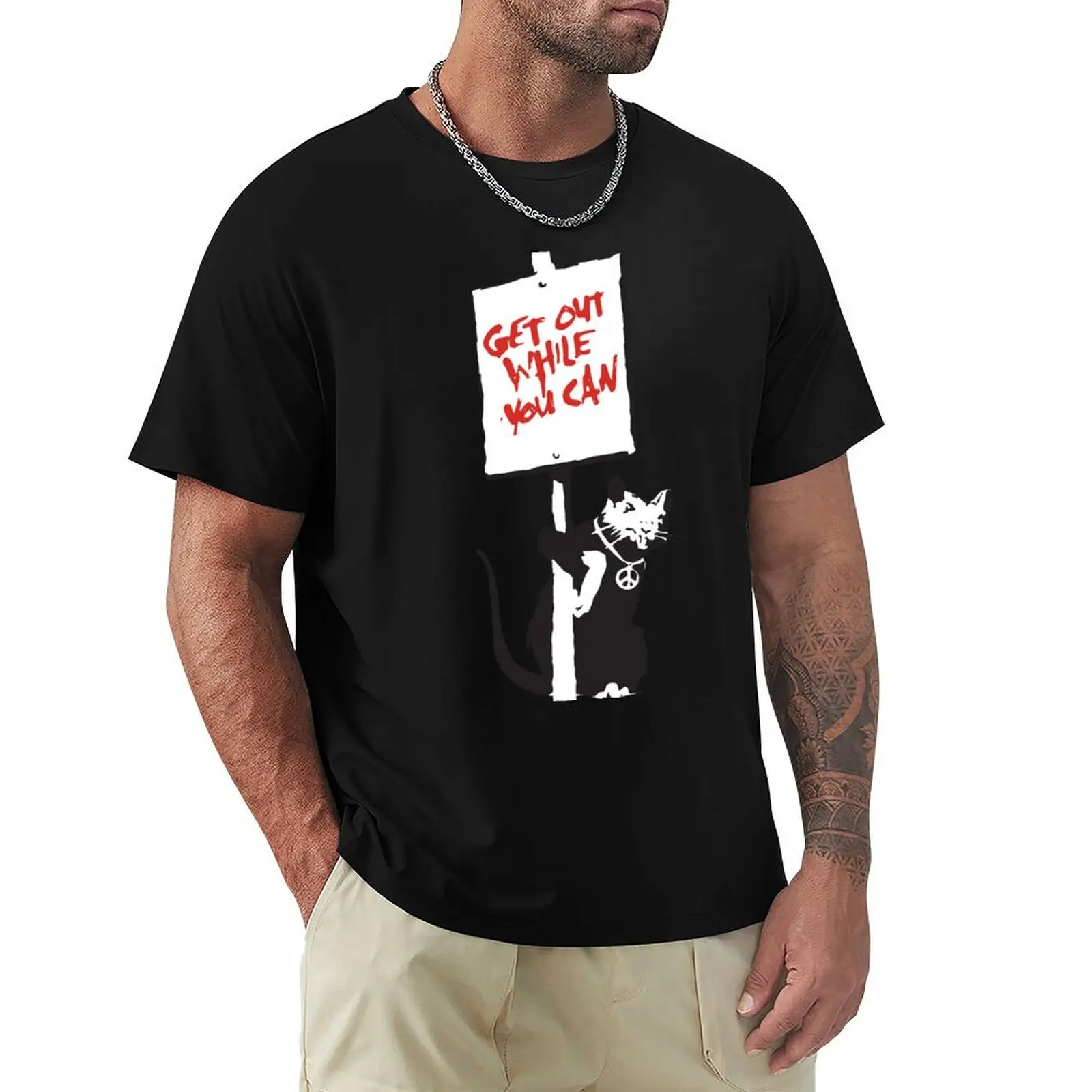 Banksy Quote rat with sign Get Out While You Can Graffiti Street art Peace symbol necklace HD T-Shirt
Banksy Quote rat with sign Get Out While You Can Graffiti Street art Peace symbol necklace HD T-Shirt