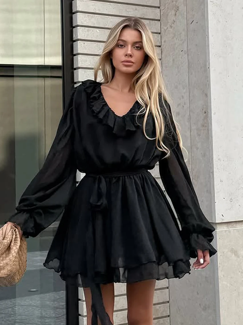 Marthaqiqi Comfort Ladies Pajama Lace Up Nightie Sexy V-Neck Sleepwear Long Sleeve Nightgowns Mini Dress Casual Female Nightwear
Marthaqiqi Comfort Ladies Pajama Lace Up Nightie Sexy V-Neck Sleepwear Long Sleeve Nightgowns Mini Dress Casual Female Nightwear