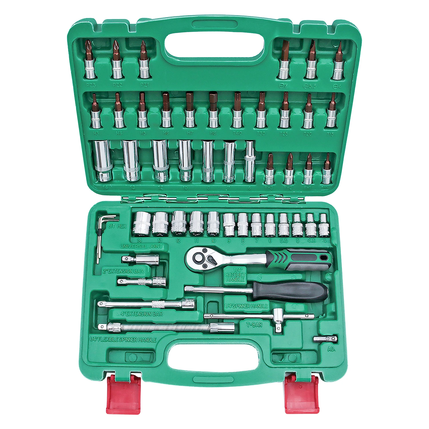 53pcs Drive Socket Set 1/4 inch Ratchet Wrench Set with Socket Metric Hex Bit Socket Set Mechanic Tool Kits for Hous Auto Repair
53pcs Drive Socket Set 1/4 inch Ratchet Wrench Set with Socket Metric Hex Bit Socket Set Mechanic Tool Kits for Hous Auto Repair