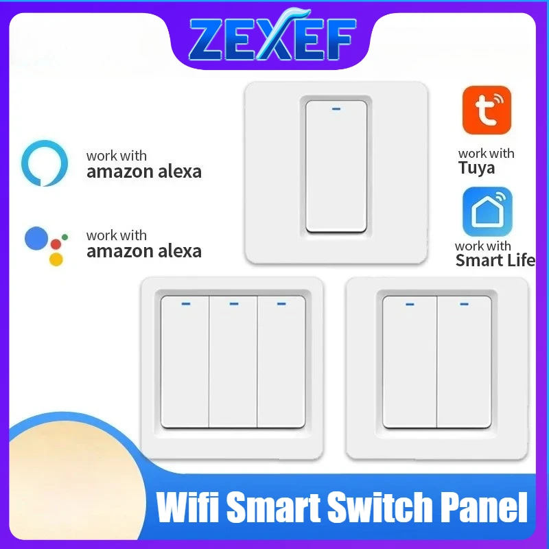 ZEXEF Tuya Smart Switch без нейтрального провода без конденсатора 1/2/3Gang EU Настенный выключатель света Smart Life APP Голос для Alexa Google
ZEXEF Tuya Smart Switch без нейтрального провода без конденсатора 1/2/3Gang EU Настенный выключатель света Smart Life APP Голос для Alexa Google