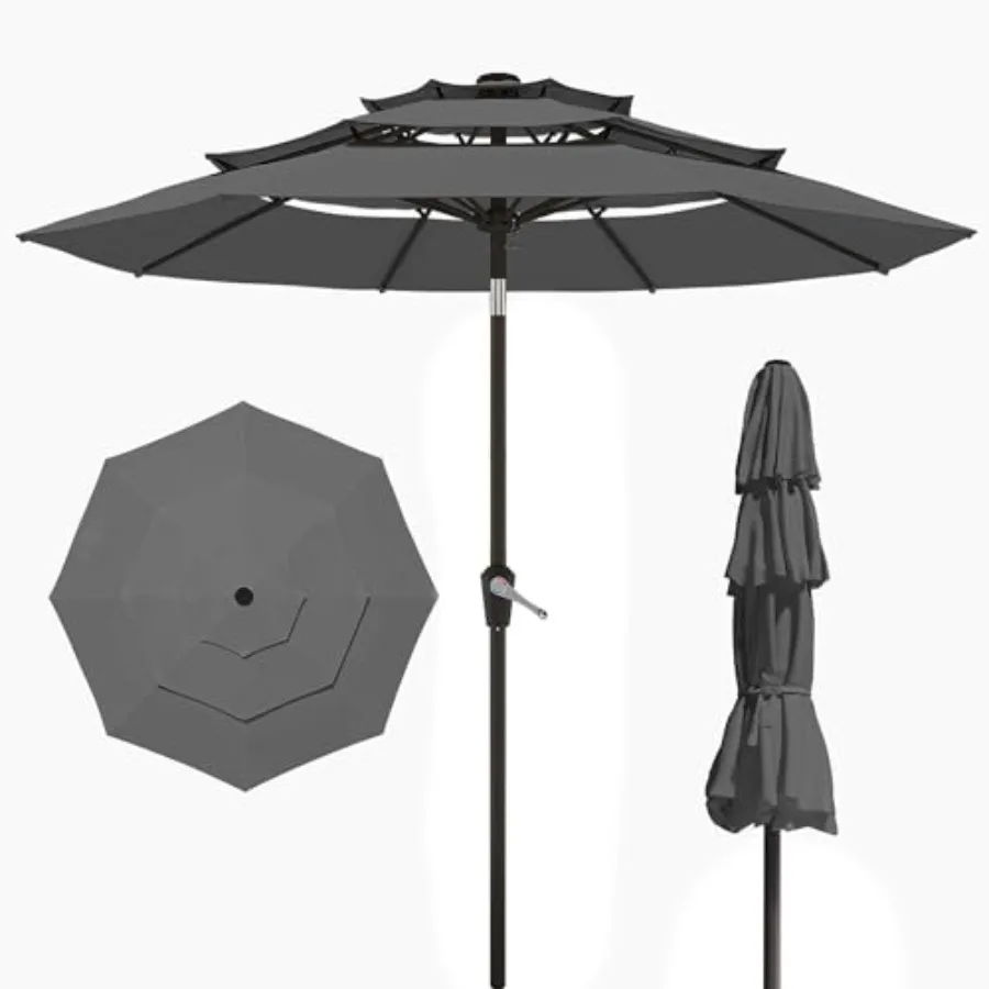 10Feet Patio Umbrella 3 Tiers Outdoor Market Umbrella w/Push Button Tilt, Crank, UV and Waterproof Table Umbrella for Garden, P
10Feet Patio Umbrella 3 Tiers Outdoor Market Umbrella w/Push Button Tilt, Crank, UV and Waterproof Table Umbrella for Garden, P