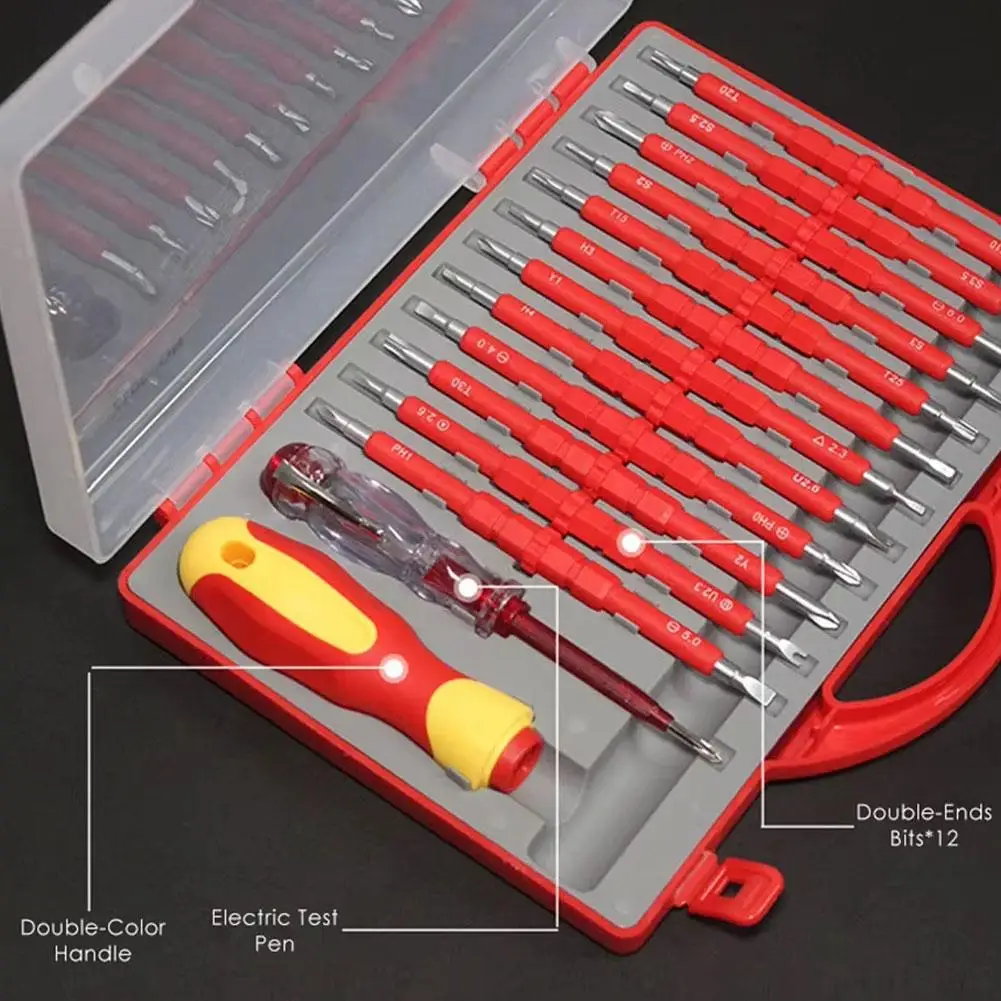 14-In-1 Insulated Screwdriver Set - Dual Head Magnetic Professional Screwdrivers For Electrician Household Hand Tool
14-In-1 Insulated Screwdriver Set - Dual Head Magnetic Professional Screwdrivers For Electrician Household Hand Tool