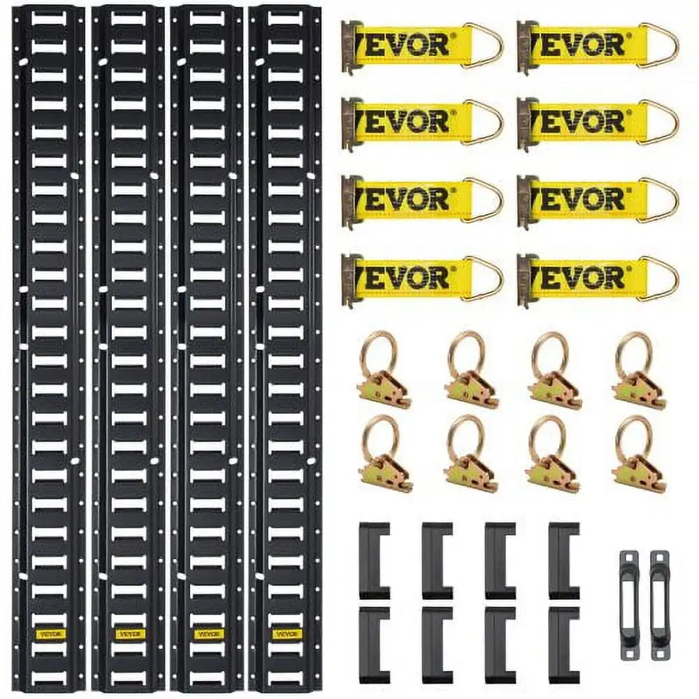 E Track Tie-Down Rail Kit, 30PCS 5FT E-Tracks Set Includes 4 Steel Rails & 2 Single Slot & 8 O Rings & 8 Tie-Offs w/D-Ring
E Track Tie-Down Rail Kit, 30PCS 5FT E-Tracks Set Includes 4 Steel Rails & 2 Single Slot & 8 O Rings & 8 Tie-Offs w/D-Ring