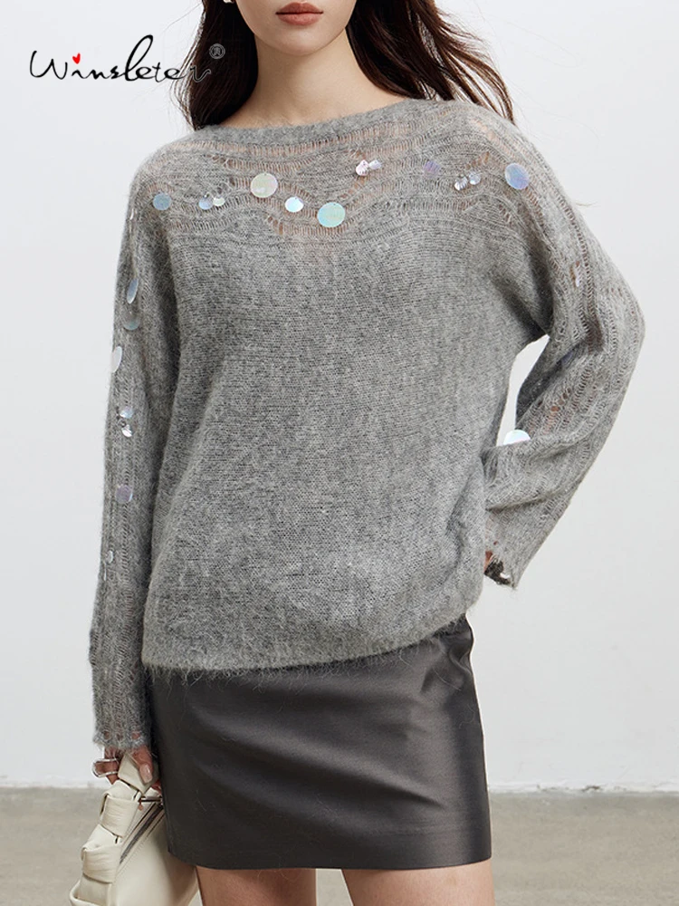 Winsleter-28.5%Sheep Wool 31.3%Alpaca Wool Elegant Sweater, O Neck Sequin, Women Casual Lazy Loose Sweater, 2025 Autumn T59207CC
Winsleter-28.5%Sheep Wool 31.3%Alpaca Wool Elegant Sweater, O Neck Sequin, Women Casual Lazy Loose Sweater, 2025 Autumn T59207CC