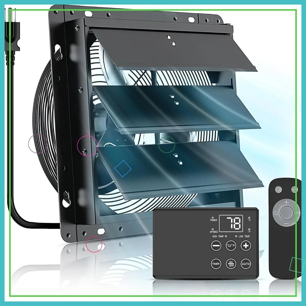 10" Upgraded Shutter Exhaust Fan with Thermostat & Remote, 890 CFM Wall Mount for Garage, Attic, Greenhouse
10" Upgraded Shutter Exhaust Fan with Thermostat & Remote, 890 CFM Wall Mount for Garage, Attic, Greenhouse