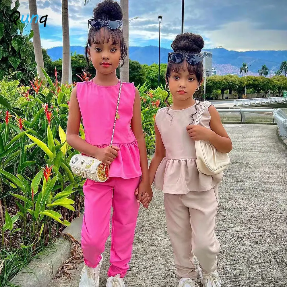 Qunq 2023 Summer INS New Girls Fashion Solid Sleeveless Ruffles Top + Pants 2 Pieces Set Sporty Casual Kids Clothes Age 3T-8T
Qunq 2023 Summer INS New Girls Fashion Solid Sleeveless Ruffles Top + Pants 2 Pieces Set Sporty Casual Kids Clothes Age 3T-8T
