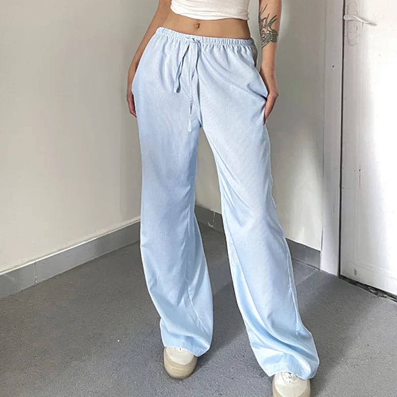 Beach Vacation Striped Pants High Waist Drawstring Casual Pants Loose Wide Leg Summer Pants Long Cotton Trousers Women
Beach Vacation Striped Pants High Waist Drawstring Casual Pants Loose Wide Leg Summer Pants Long Cotton Trousers Women