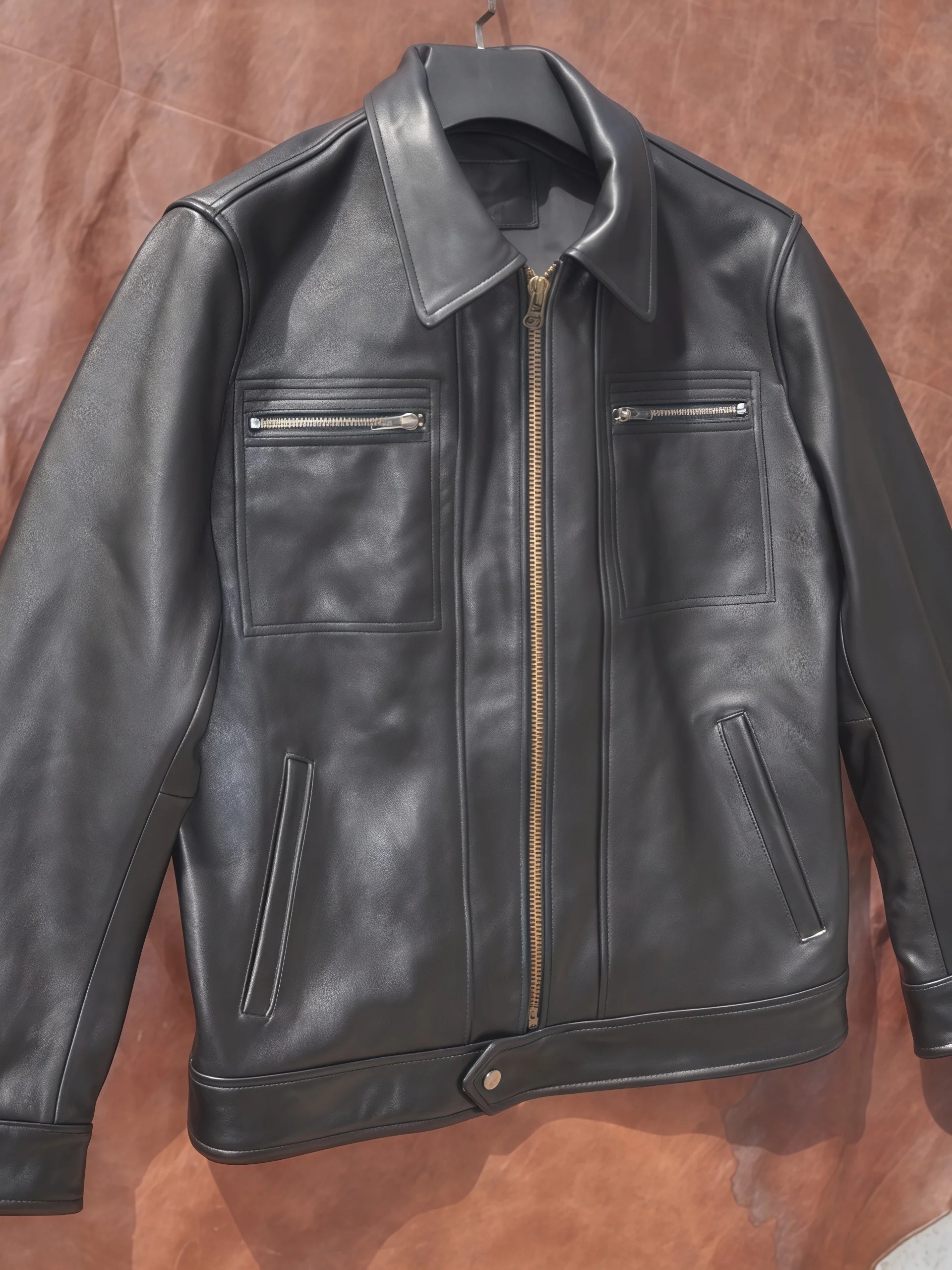 Brad Pitt Style Men's Biker Jacket Top Layer Genuine Leather Crafted Vegetable Tanned Cowhide Vintage Straight Hem Zipper Clo...
Brad Pitt Style Men's Biker Jacket Top Layer Genuine Leather Crafted Vegetable Tanned Cowhide Vintage Straight Hem Zipper Clo...