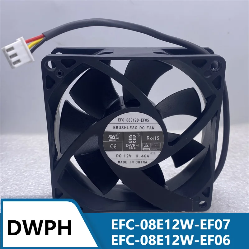 DWPH Cooling Fan EFC-08E12W-EF07 3P EFC-08E12W-EF06 4P 3-wire 12V 0.70A 80*80*25
DWPH Cooling Fan EFC-08E12W-EF07 3P EFC-08E12W-EF06 4P 3-wire 12V 0.70A 80*80*25