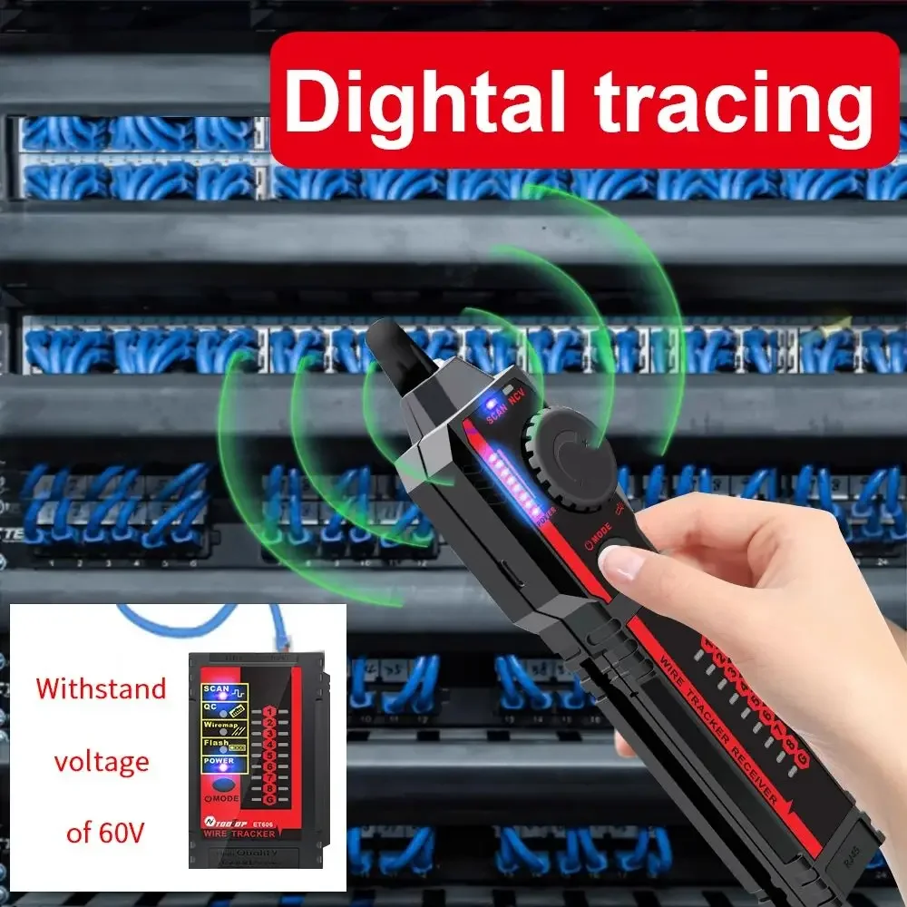 Тестер кабеля TOOLTOP ET606 RJ45/RJ11, диаграмма проводки 3 км, кабельный трекер, тестер сетевого кабеля, инструмент для обслуживания сети
Тестер кабеля TOOLTOP ET606 RJ45/RJ11, диаграмма проводки 3 км, кабельный трекер, тестер сетевого кабеля, инструмент для обслуживания сети