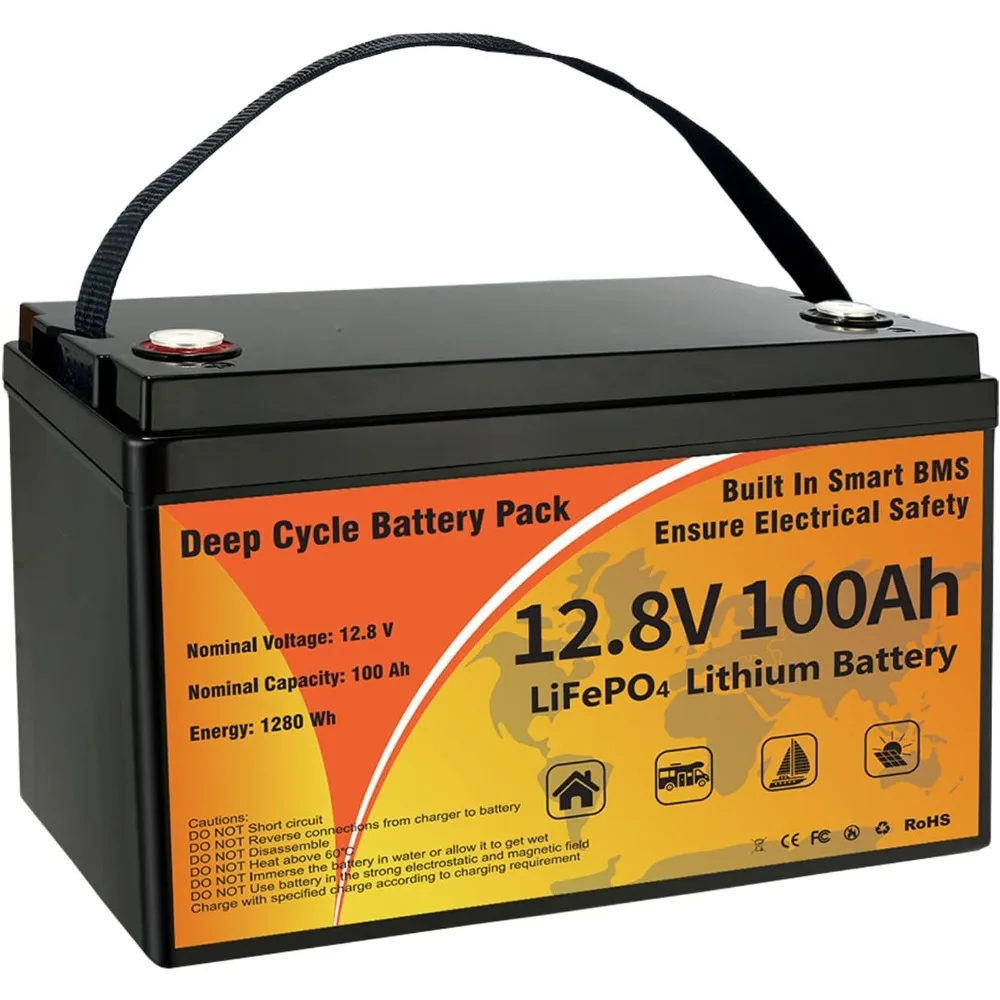 12V 100Ah LiFePO4 Lithium Battery, Group 31 Low-Temp Protection LiFePO4 Battery Built-in Smart BMS, 8000+ Deep Cycles 1280Wh
12V 100Ah LiFePO4 Lithium Battery, Group 31 Low-Temp Protection LiFePO4 Battery Built-in Smart BMS, 8000+ Deep Cycles 1280Wh