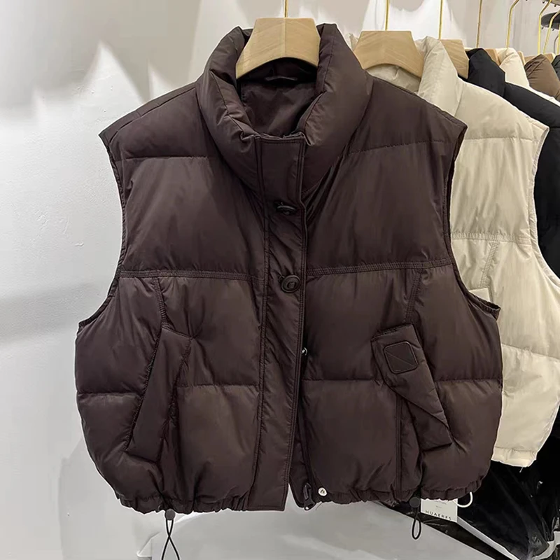 Autumn Winter Drawstring Button Stand Collar Down Vest White Duck Down Fluffy Warm Vests Zipper Waistcoat Outwears JJ1078
Autumn Winter Drawstring Button Stand Collar Down Vest White Duck Down Fluffy Warm Vests Zipper Waistcoat Outwears JJ1078