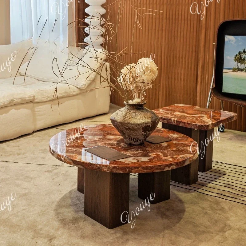 BX Italian Light Luxury Red Dragon Jade Marble Coffee Table Combination Living Room Household Round Coffee Table
BX Italian Light Luxury Red Dragon Jade Marble Coffee Table Combination Living Room Household Round Coffee Table