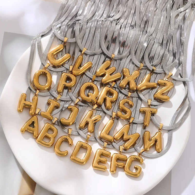 Stainless Steel Bubble Initial Necklace A-Z Alphabet Letter Pendant Silver Flat Snake Chain Choker Necklace for Women Jewelry
Stainless Steel Bubble Initial Necklace A-Z Alphabet Letter Pendant Silver Flat Snake Chain Choker Necklace for Women Jewelry