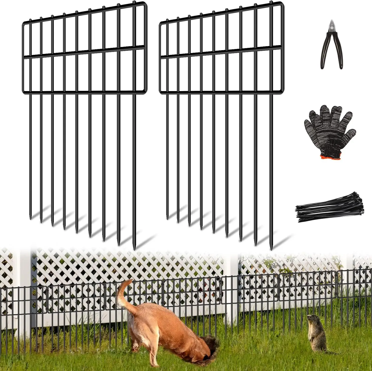 25-Panel Garden Fence, 17in H x 27ft L, Rustproof Metal Stakes for Dog Barrier and Outdoor Decoration
25-Panel Garden Fence, 17in H x 27ft L, Rustproof Metal Stakes for Dog Barrier and Outdoor Decoration