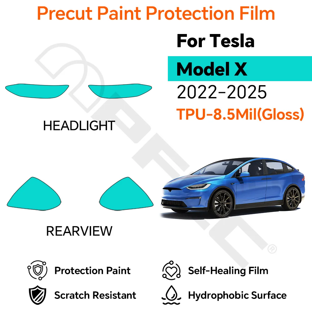 For Tesla Model X 2022-2025 Clear 8.5mil Thick Headlight Side Mirror TPU Anti-Yellowing Protective Wrap Car Exterior Accessories
For Tesla Model X 2022-2025 Clear 8.5mil Thick Headlight Side Mirror TPU Anti-Yellowing Protective Wrap Car Exterior Accessories