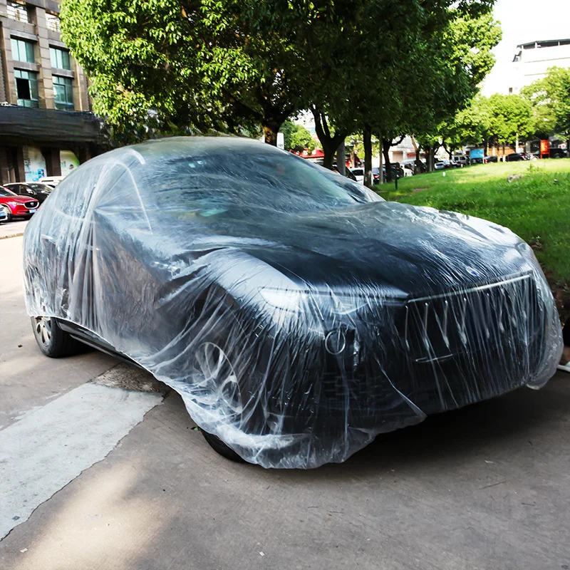 Car disposable car cover General Motors sun, rain and dust protection simple transparent plastic full cover cover
Car disposable car cover General Motors sun, rain and dust protection simple transparent plastic full cover cover