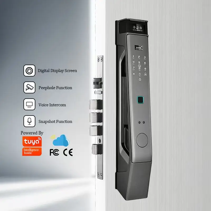 Smart Home Door Lock with Tuya APP Wi-Fi Face/Fingerprint Unlock Camera for Aluminum/Glass Doors in Apartments
Smart Home Door Lock with Tuya APP Wi-Fi Face/Fingerprint Unlock Camera for Aluminum/Glass Doors in Apartments