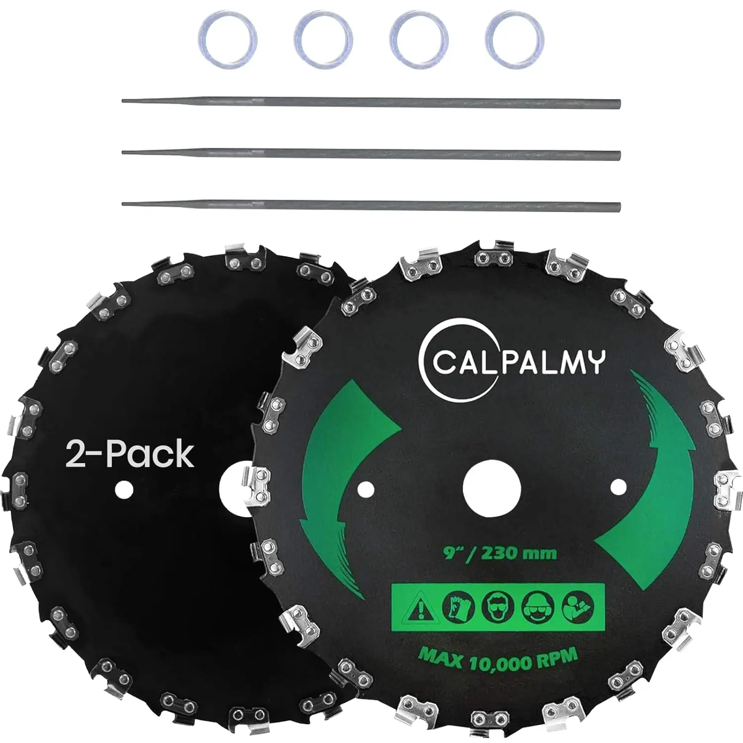 9" Chainsaw Tooth Brush Blades for Weed Eaters with 2 Carbon Steel Round Blades, 3 Files, and 4 Washers
9" Chainsaw Tooth Brush Blades for Weed Eaters with 2 Carbon Steel Round Blades, 3 Files, and 4 Washers