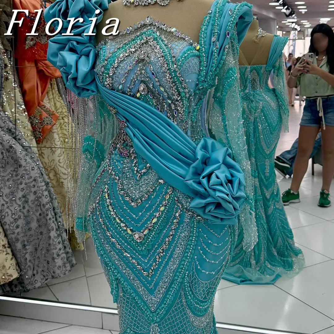 Sparkly Green Ruffles Beaded Mermaid Evening Dresses High Neck Crystals Backless Long Sleeves Prom Party Gowns Customized
Sparkly Green Ruffles Beaded Mermaid Evening Dresses High Neck Crystals Backless Long Sleeves Prom Party Gowns Customized