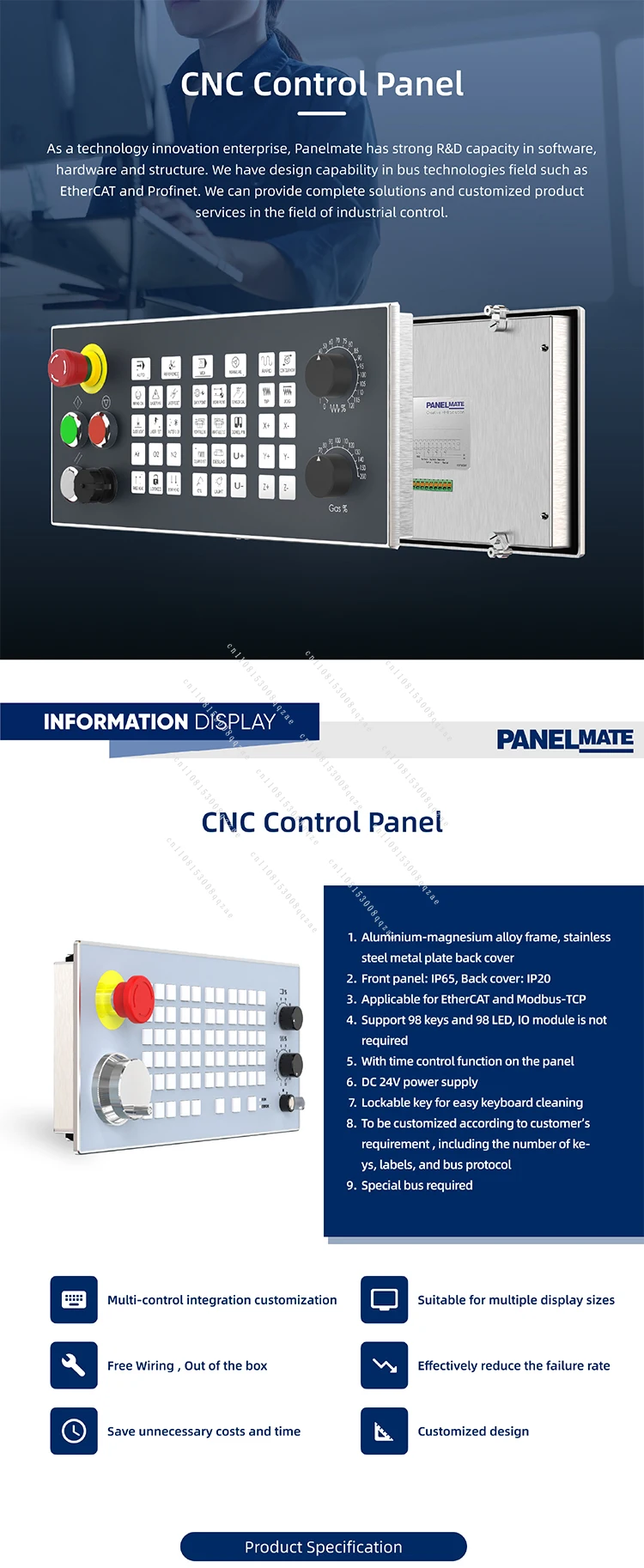 Panelmate PANEL21190e CNC Control Panel EtherCAT Operation Industrial Keyboard HMI Automation Component
Panelmate PANEL21190e CNC Control Panel EtherCAT Operation Industrial Keyboard HMI Automation Component