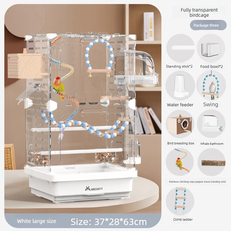 Splash-proof Breathable Birdcage Large Acrylic Fully Transparent Bird Cage Parrot Cage Budgie Cockatiel Villa Ornamental
Splash-proof Breathable Birdcage Large Acrylic Fully Transparent Bird Cage Parrot Cage Budgie Cockatiel Villa Ornamental