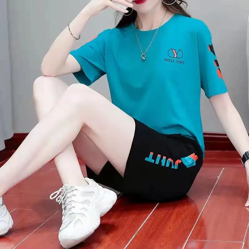 Summer Casual Sports Set Women's Large Size Fashionable Running Two-Piece Outfit Short Sleeve Shorts round Neck Trendy
Summer Casual Sports Set Women's Large Size Fashionable Running Two-Piece Outfit Short Sleeve Shorts round Neck Trendy