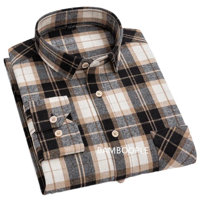 Men Plaid 100% Cotton Shirt Spring Striped Casual Fashion Vintage Brushed Soft Buttoned Slim Fit Korean Streetwear Man Clothing
Men Plaid 100% Cotton Shirt Spring Striped Casual Fashion Vintage Brushed Soft Buttoned Slim Fit Korean Streetwear Man Clothing
