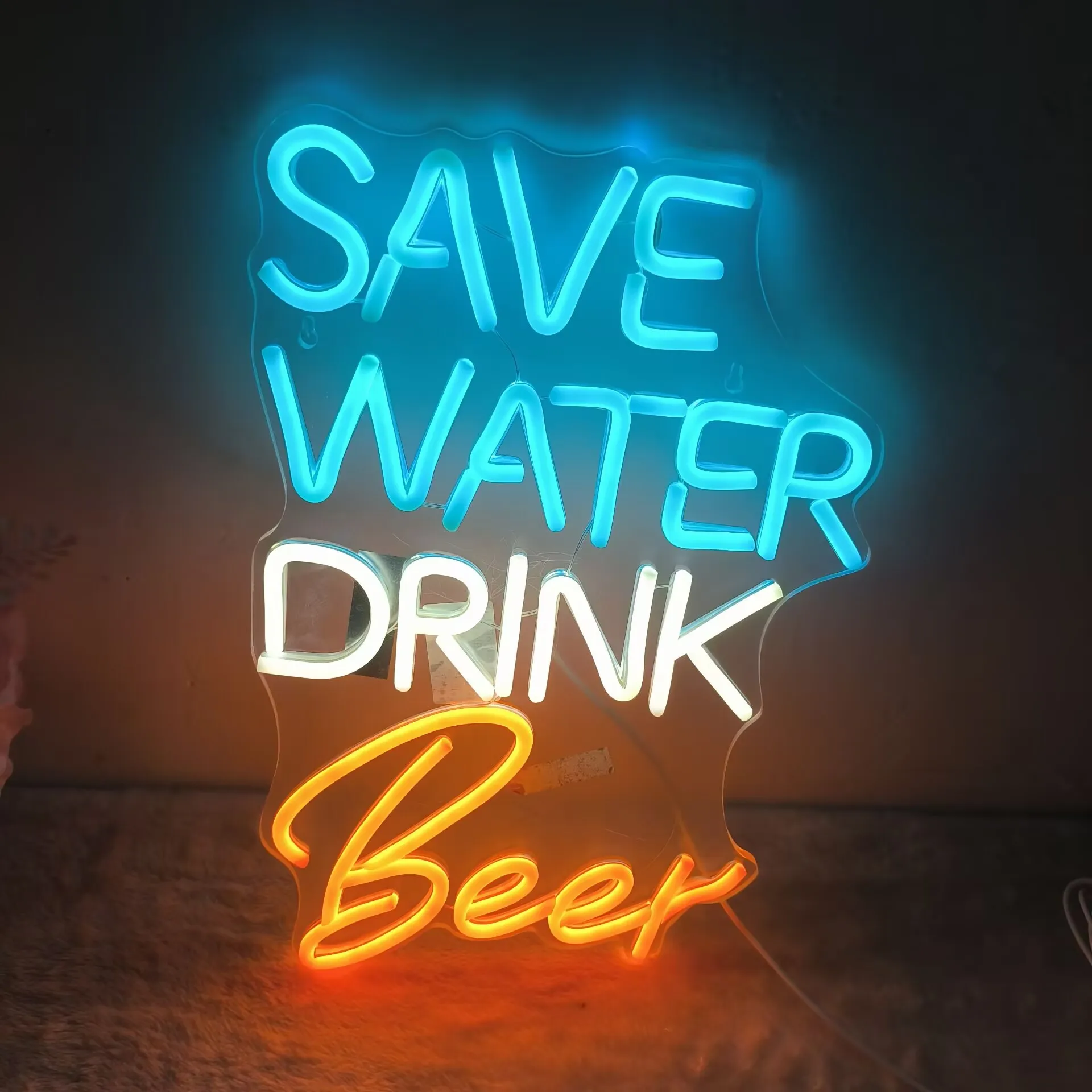Save Water Drink Beer Humorous Neon Sign Blue White Orange LED Bar Decoration for Home Pub Man Cave Funny Wall Art Gift
Save Water Drink Beer Humorous Neon Sign Blue White Orange LED Bar Decoration for Home Pub Man Cave Funny Wall Art Gift