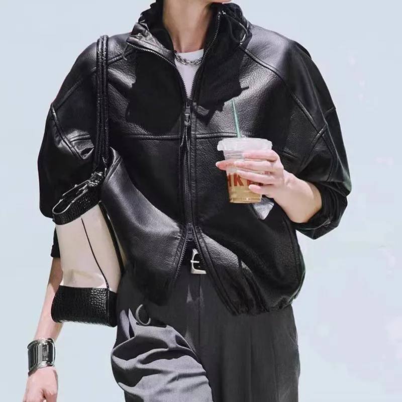 Women's Oversize Genuine Leather Jacket Autumn Casual Sheepskin Coat Motorcycle Style
Women's Oversize Genuine Leather Jacket Autumn Casual Sheepskin Coat Motorcycle Style
