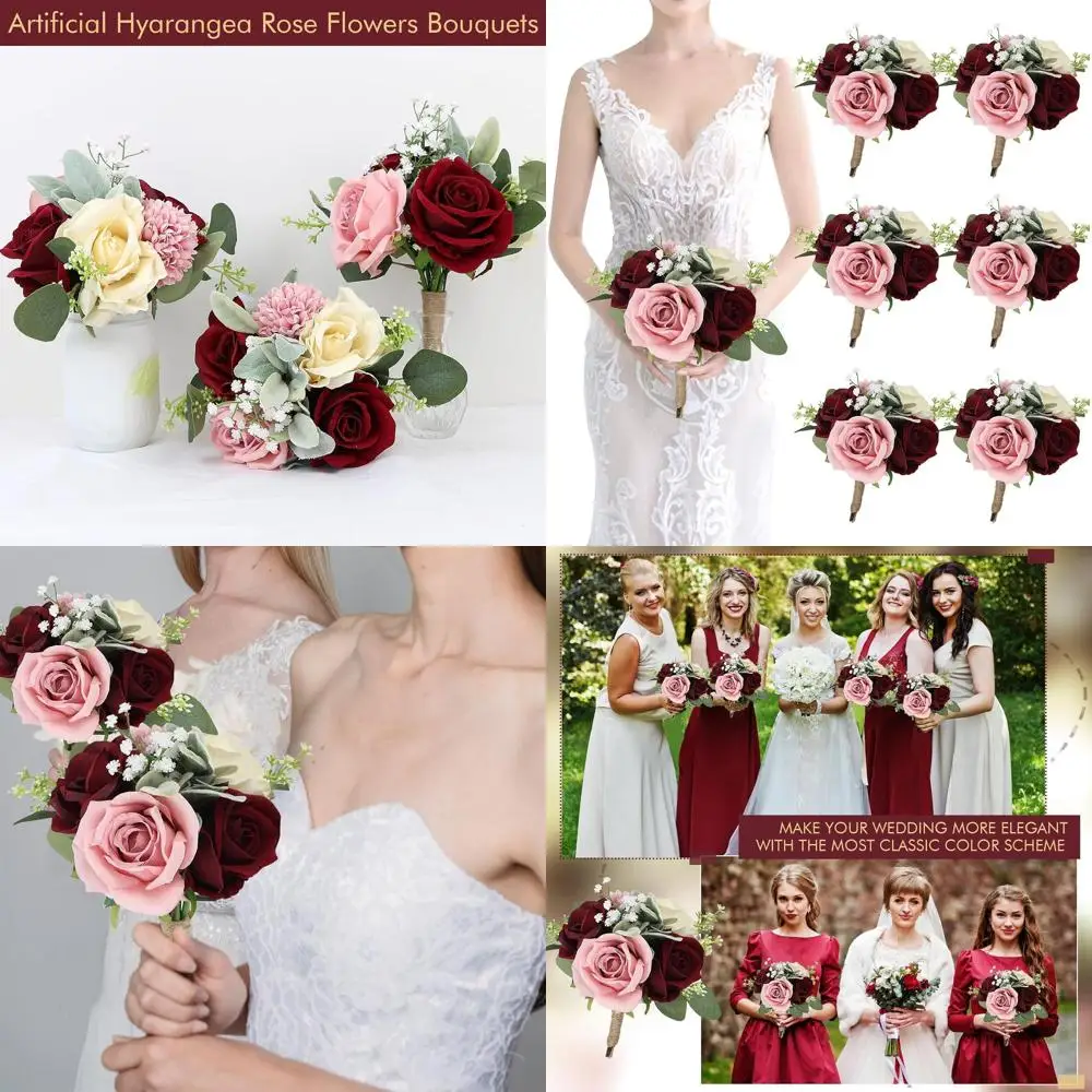 Набор из 6 букетов из 7 шелковых роз для подружек невесты в оттенках розового и бордового для свадеб, вечеринок и юбилеев
Набор из 6 букетов из 7 шелковых роз для подружек невесты в оттенках розового и бордового для свадеб, вечеринок и юбилеев