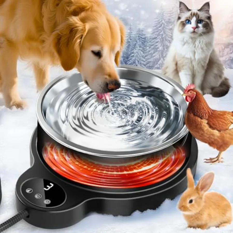 Heated Water Bowl for Dog Cat, Outdoor Heated Pet Bowl Food Bowl with 3 Temperature Settings and 12H Timer, 50 oz Removable Sta
Heated Water Bowl for Dog Cat, Outdoor Heated Pet Bowl Food Bowl with 3 Temperature Settings and 12H Timer, 50 oz Removable Sta