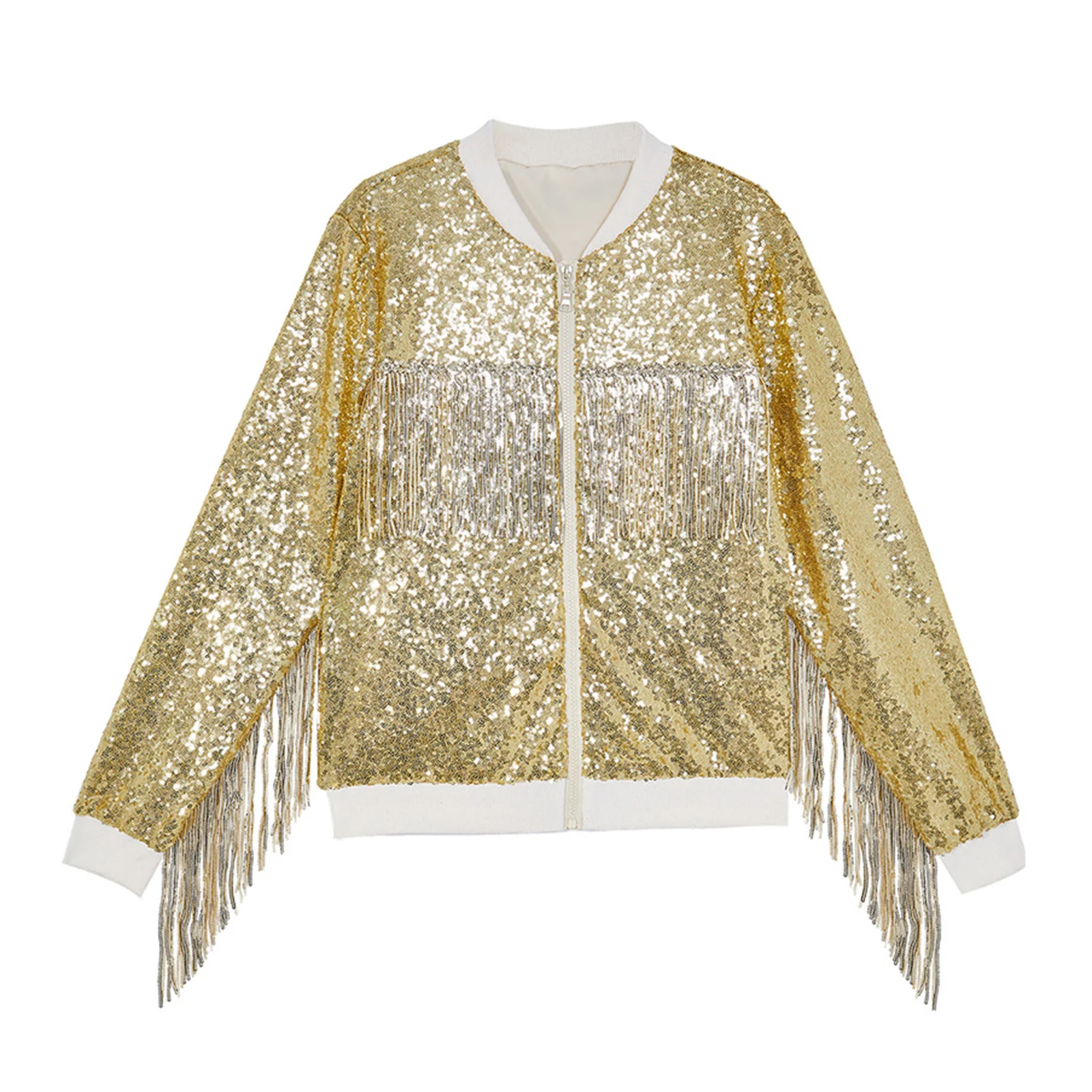 Kids Girls Sparkling Sequin Tassel Jacket Long Sleeves Gradient Fringe Coat Outerwear for Party Dance Stage Performance Coat
Kids Girls Sparkling Sequin Tassel Jacket Long Sleeves Gradient Fringe Coat Outerwear for Party Dance Stage Performance Coat