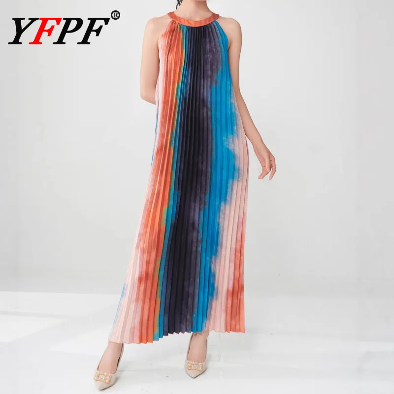 YFPF красочное градиентное плиссированное длинное платье женская мода без рукавов контрастного цвета свободные весенне-летние платья повседневная одежда
YFPF красочное градиентное плиссированное длинное платье женская мода без рукавов контрастного цвета свободные весенне-летние платья повседневная одежда
