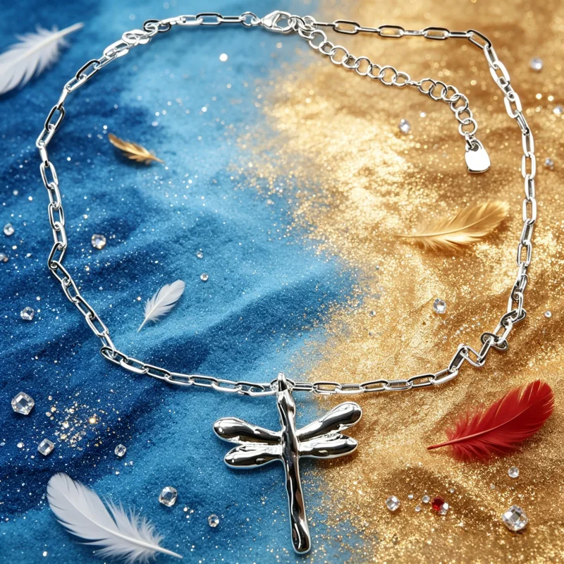 Silver Paperclip Chain Necklace with Dragonfly Pendant
Silver Paperclip Chain Necklace with Dragonfly Pendant