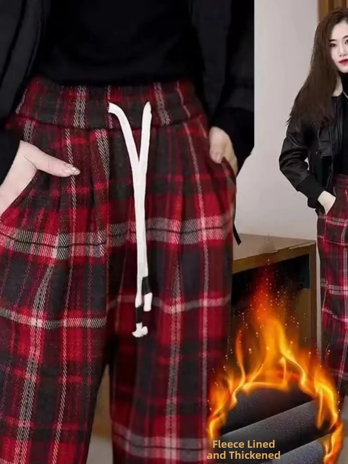 Thickened Fleece Retro Plaid Harlan Pants Winter New Year Casual Long Trousers Korean Style High Waist Loose Fit Harlan Trousers
Thickened Fleece Retro Plaid Harlan Pants Winter New Year Casual Long Trousers Korean Style High Waist Loose Fit Harlan Trousers