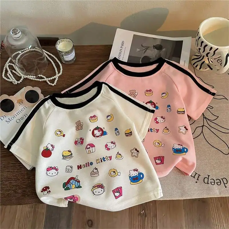 Sanriou футболка с короткими рукавами Kuromi Hello Kitty, одежда для девочек, детская хлопковая летняя одежда с короткими рукавами в стиле аниме, подарок на фестиваль мультфильмов
Sanriou футболка с короткими рукавами Kuromi Hello Kitty, одежда для девочек, детская хлопковая летняя одежда с короткими рукавами в стиле аниме, подарок на фестиваль мультфильмов
