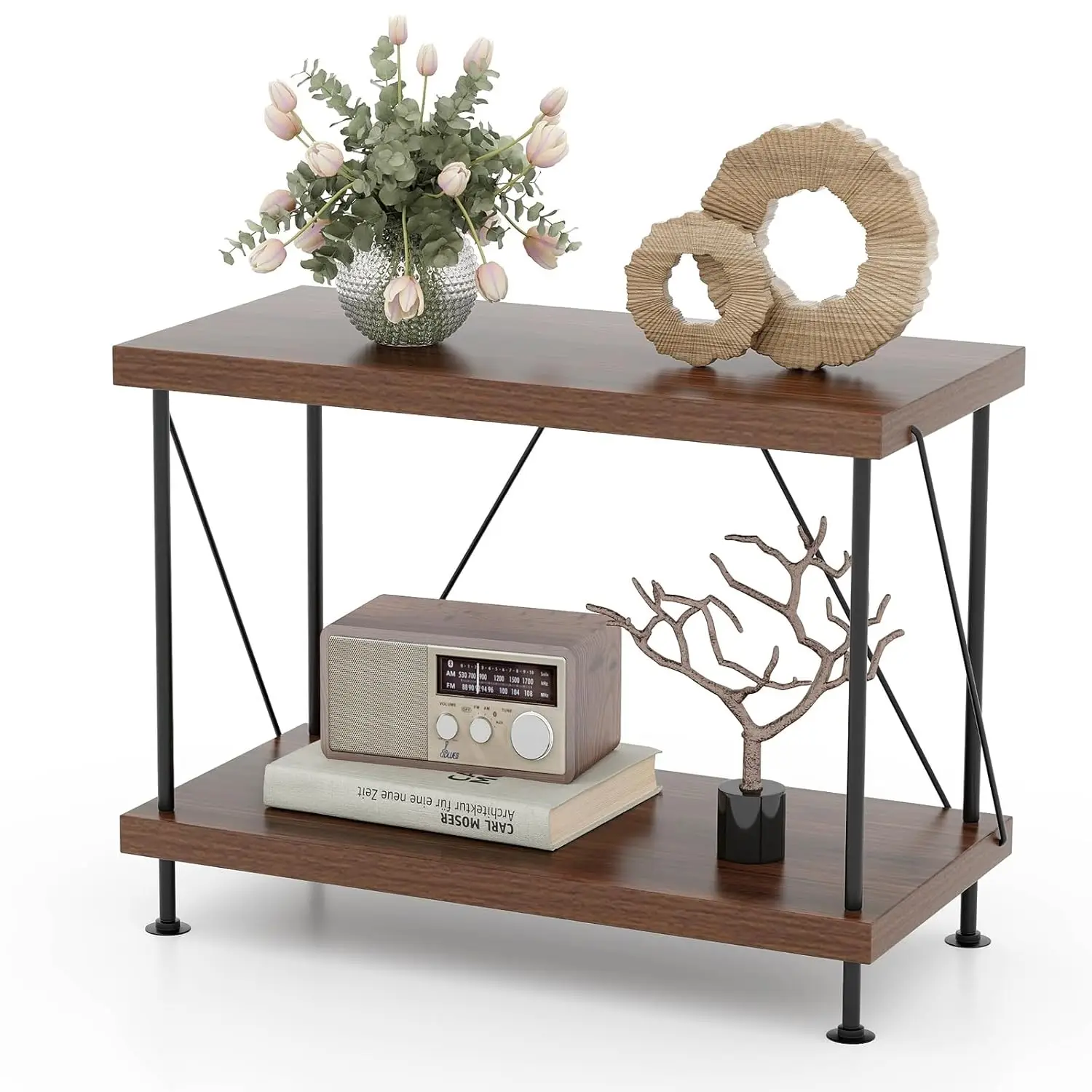 2-Tier Bookshelf Metal Frame Industrial Shelf Display Rack for Bedroom Office Walnut, Customized
2-Tier Bookshelf Metal Frame Industrial Shelf Display Rack for Bedroom Office Walnut, Customized