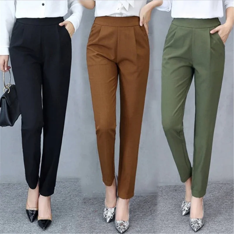 Women's High Waist Harem Pants Slim Stretch Pants Size Pants Thin Casual Trousers with Pockets Skinny Work Trousers 2024 New
Women's High Waist Harem Pants Slim Stretch Pants Size Pants Thin Casual Trousers with Pockets Skinny Work Trousers 2024 New